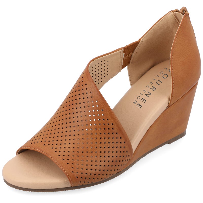 Journee Collection Women's Tru Comfort Foamâ„¢ Aretha Wedge Sandals Cognac 10 Medium - Image 1